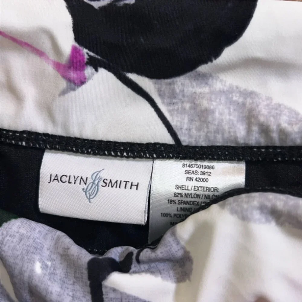 Jaclyn Smith‎ Women 14 Black Floral Trim Bikini Swimwear Beach Pool Bottom